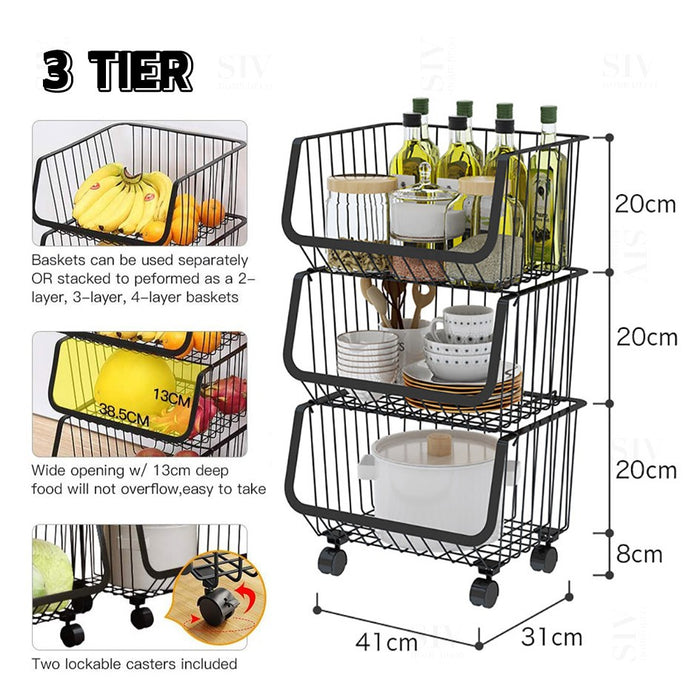 5 Layers Foldable Storage Rack With Wheel 304 Staineless Steel Multipurpose Barangdapur Microwave Rack Rak Dapur Kitchen Shelf Oven Rack