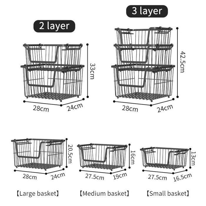 Cindy 2/3/4/5 Layer  Kitchen Bakeset Rack  With Wheels Stainless Steel Cart Rak Dapur With Stackable Basket