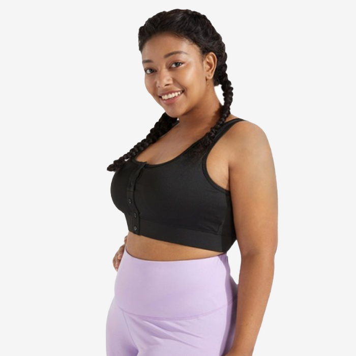 Plus Size Button Up Low Back Sports Bra