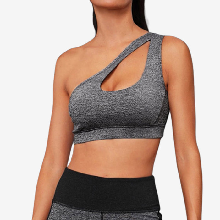 SALE - One Shoulder Front Cut Out Sports Bra