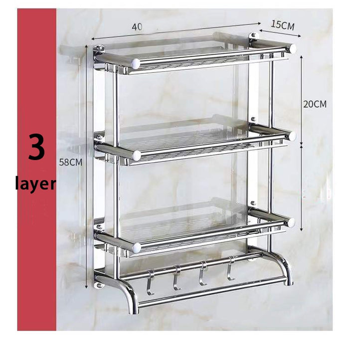 Stainless Steel Bathroom Shampoo Rack Towel Rack Towel Hanger Toilet Storage Shelves Storage Rack Rak Bilik Mandi Rak Ta