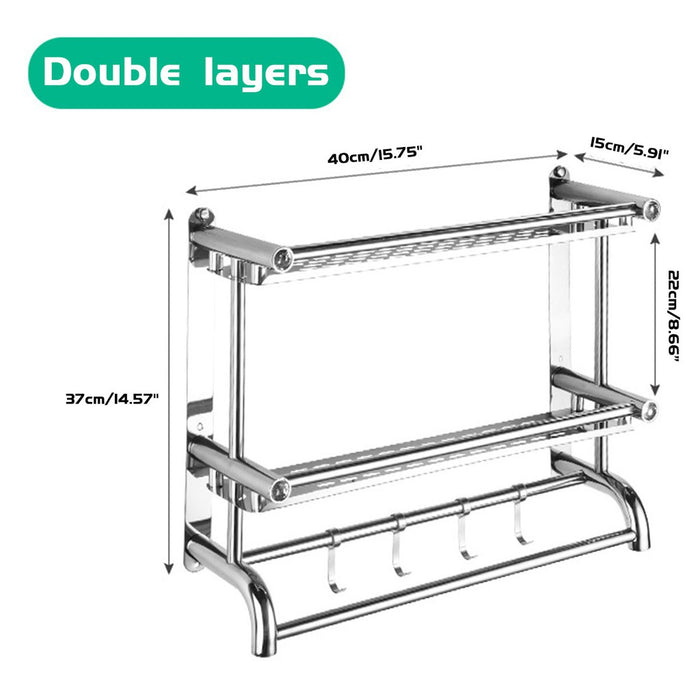 Stainless Steel Bathroom Shampoo Rack Towel Rack Towel Hanger Toilet Storage Shelves Storage Rack Rak Bilik Mandi Rak Ta