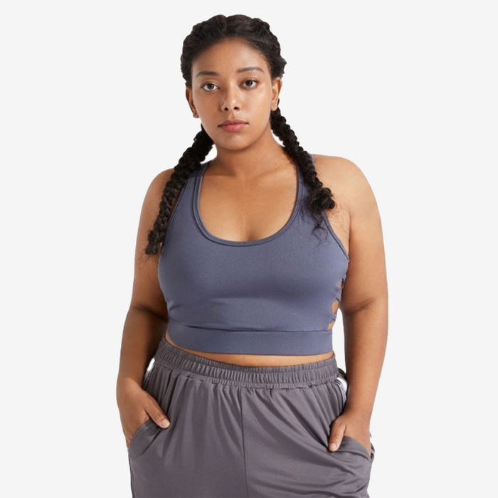 SALE - CURVVY Plus Size Side X Strap Detail Crop Tank Top