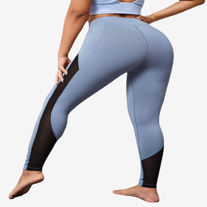 SALE - CURVVY Plus Size Side All Along Mesh Insert Leggings