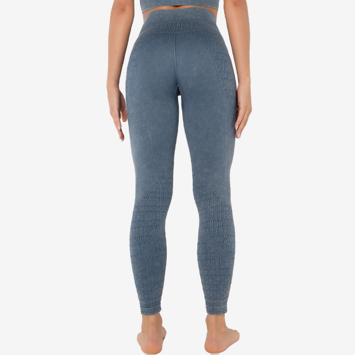 SALE - High Waist Denim Wash Side Mesh Leggings