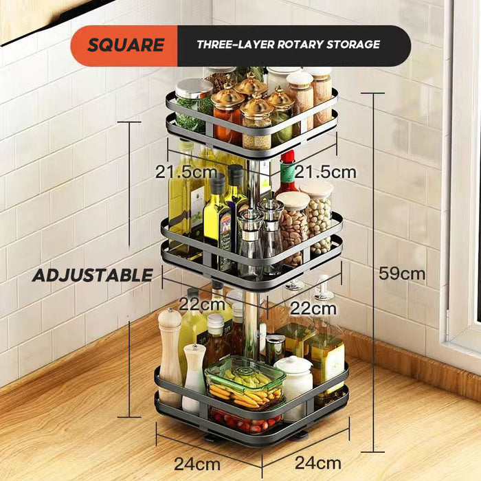 Kitchen Rack Rak Rempah Storage Rack Rak Dapur Spice Rack Stainless Steel Rotating Rack Seasoning Rack