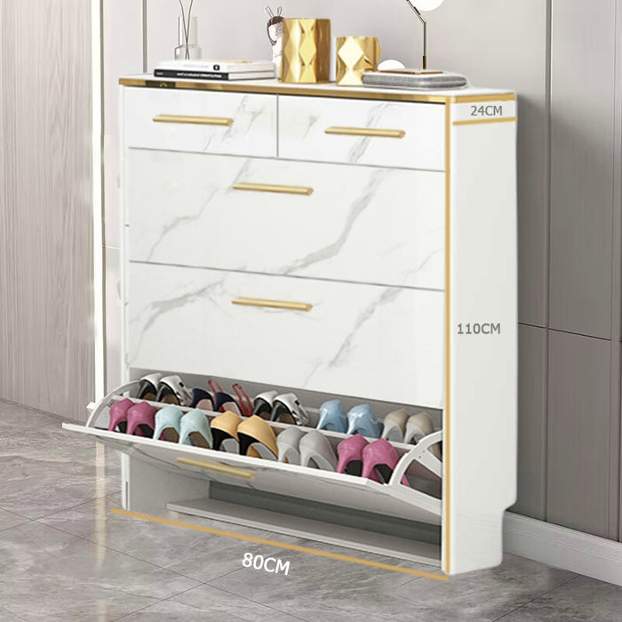 Modern Shoe Cabinet Kabinet Kasut With Drawer Double Flip Shoe Rack Cabinet Family Multi-layer Rak Kasut Organizer Storage Cabinet