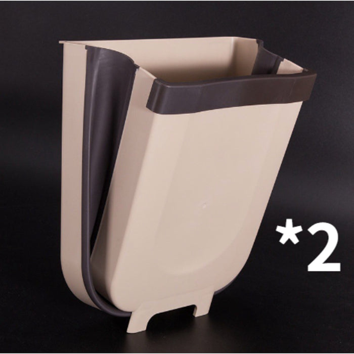 [MY Stock]Foldable Kitchen Dustbin Rubbish Bin Folding Trash Garbage Basket Food Waste Bin Car Bucket Door Hanging Cupboard