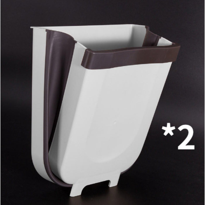 [MY Stock]Foldable Kitchen Dustbin Rubbish Bin Folding Trash Garbage Basket Food Waste Bin Car Bucket Door Hanging Cupboard